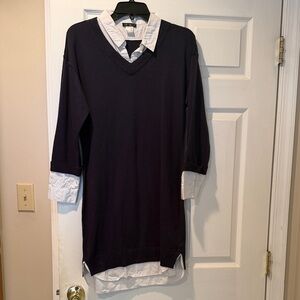 VENUS Black Long Sleeve Dress with White Accents